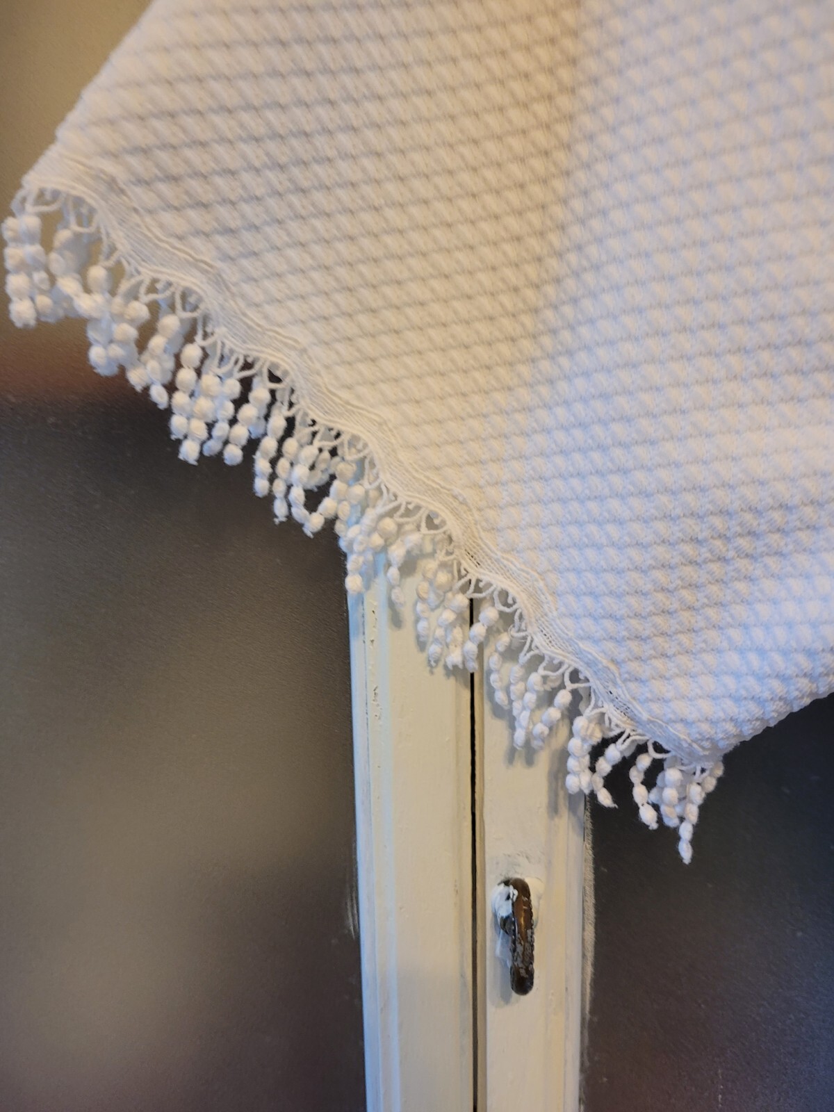 Vintage White Robe Housedress with belt, fringed … - image 7