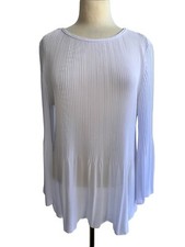 Streghe Bluse weiß plissee Tunika Boho Style Langarm Hippie Rundhals 