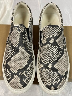 Womens J. Crew Black Tan Snake Road Trip Slip On Sneakers Synthetic Uppers Sz 8