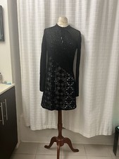 Sandro Paris Black Lace Overlay Long Sleeve Classy Short Dress SZ 1