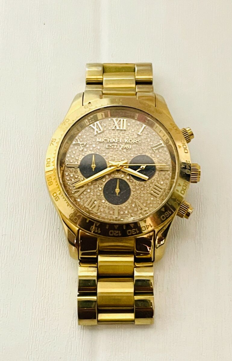 Michael Kors Layton Glitz Gold-Tone Crystal Dial Unisex Michael Kors Layton Glitz Gold-Tone Crystal Dial Unisex