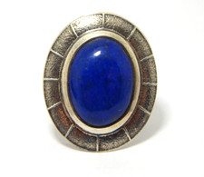 Sterling silver Lapis Ring Well Made size 8 Lapis is 16mm x 12mm Comfortable
