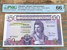 Gibraltar 20 Pounds 1986 23c PMG 66EPQ