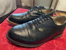 Mens GlowFly Golf Cleats Black Leather GF Size 9.5 0109 270 Glow Fly Lace Up