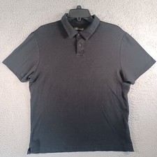 Banana Republic Mens Black Polo Size Large Short Sleeeve Collar 1/4 Button