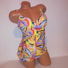Anne Cole Swim Tankini Top Large Purple Orange Yellow Green Geo Tank New