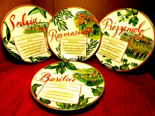 Rosanna~Basilico Aromatic Italian Herbs Set Of Four (4) Salad Plates New!