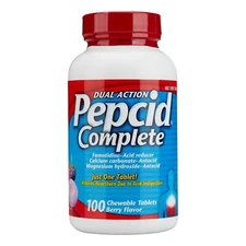 Pepcid Complete Dual Action  Acid Reducer Berry - 100 Chewable Tablets exp 2026