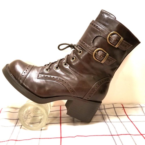 Skechers Womens Platform Ankle Boots Sz 5 M dual buckle Cap Toe flannel lined - Picture 4 of 10
