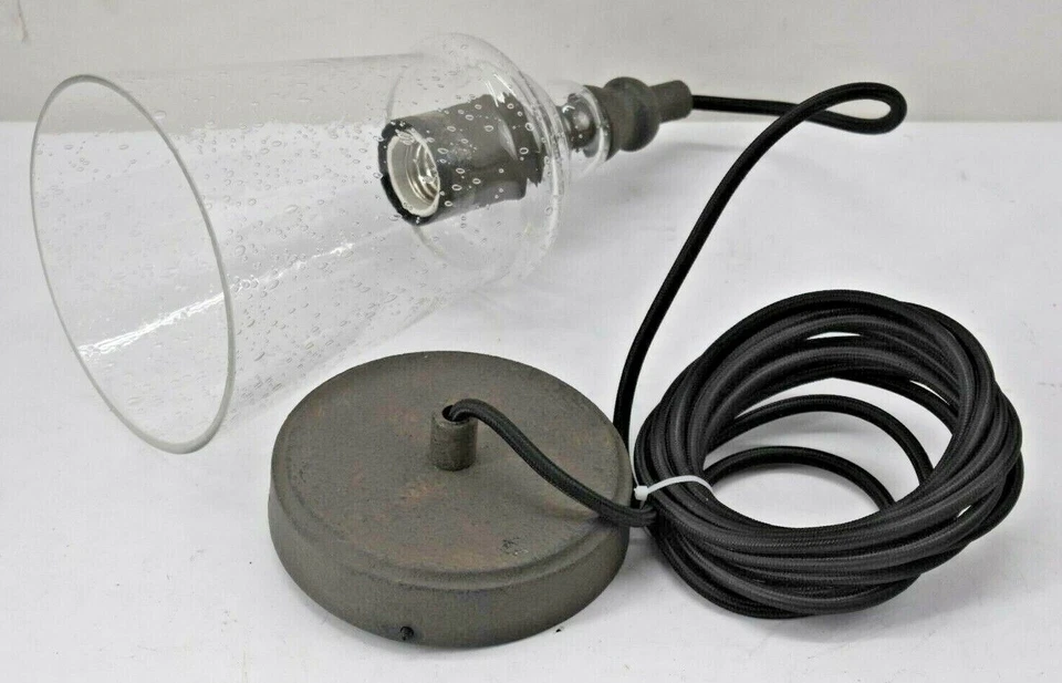 Generation Lighting Colgante Miniatura 1 Luz Vidrio Semillado Transparente Marco Hierro Foto 2 de 4