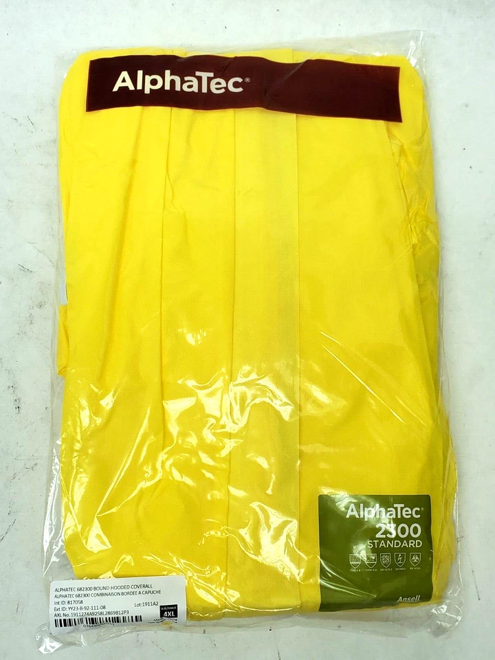 Paquete de 1, 5 o 10 monos Alphatec Ansell 2300 estándar con capucha grabada talla 4XL HR Foto 4 de 4