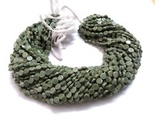 5 Strand Natural Green Agate Coin Smooth 5-6mm Agate Coin Loose Beads 12"inch