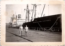 USS Manderson Victory AK-230 US Navy Cargo Ship at Yard 1950 Vintage Photo