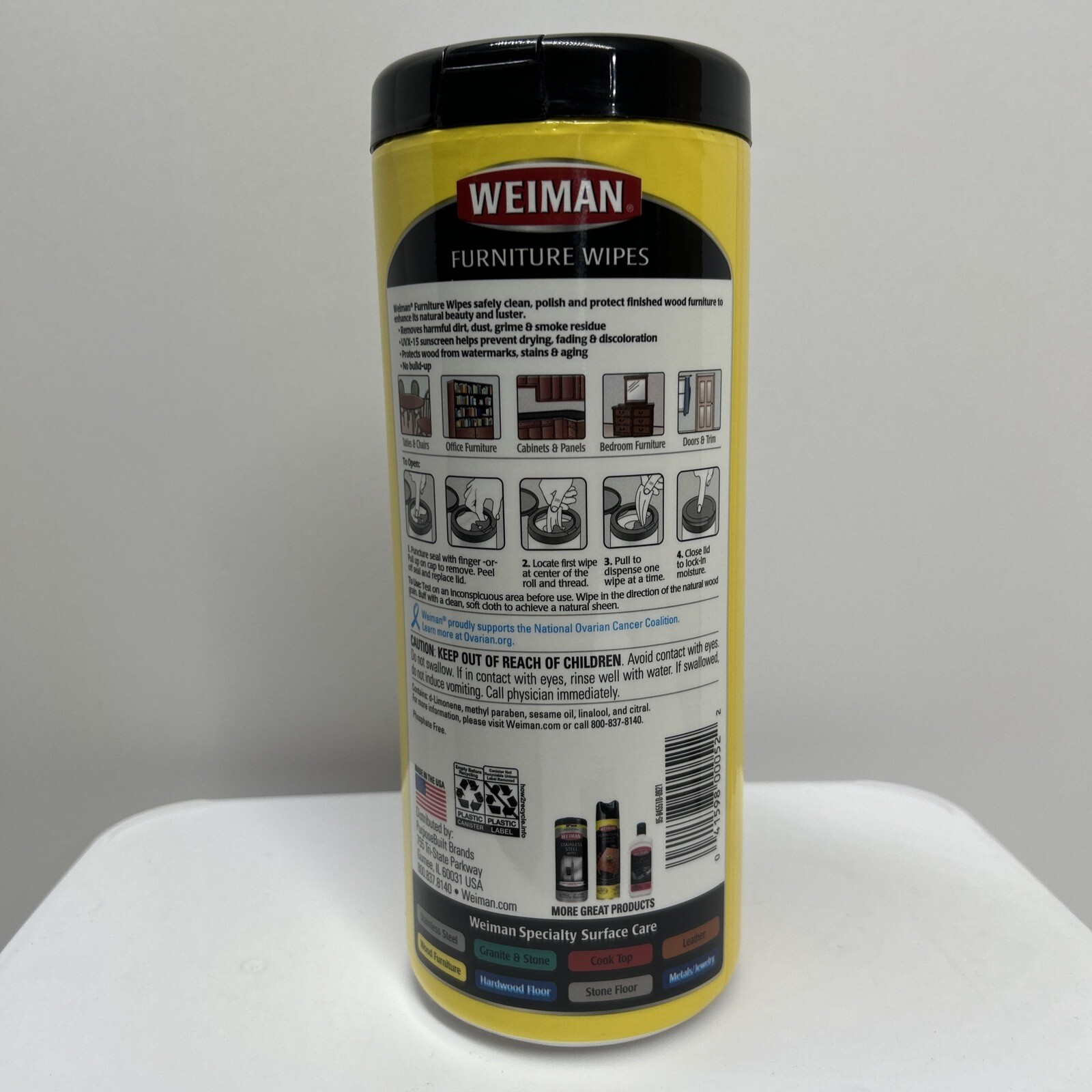 Weiman Lemon Scent Wood Furniture Cleaner and Polish Wipes