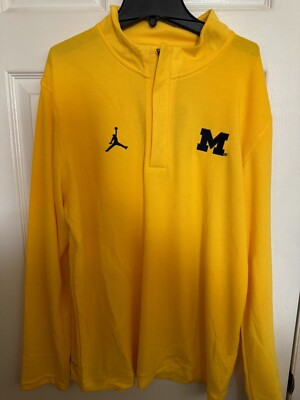 Jordan Dri-FIT Michigan Woverines 1/4 Zip Sweater PE, Size Large DR0346-728 NEW