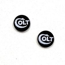 Rare 2 X Colt 1911 Grip Medallions Real Buffalo Horn Black Silver 12.5 Mm Rare 2 X Colt 1911 Grip Medallions Real Buffalo Horn Black Silver 12.5 Mm