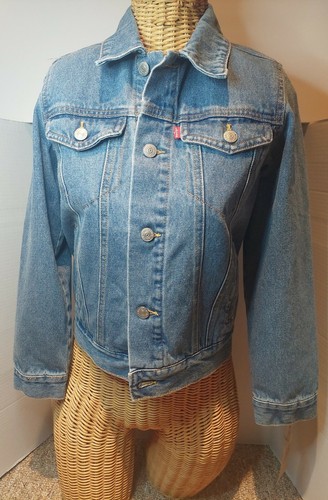 Levi Strauss Denim Jacket Youth 10-12 Red Tag Lined Polka Dot Inside Blue w/tag - Picture 3 of 12