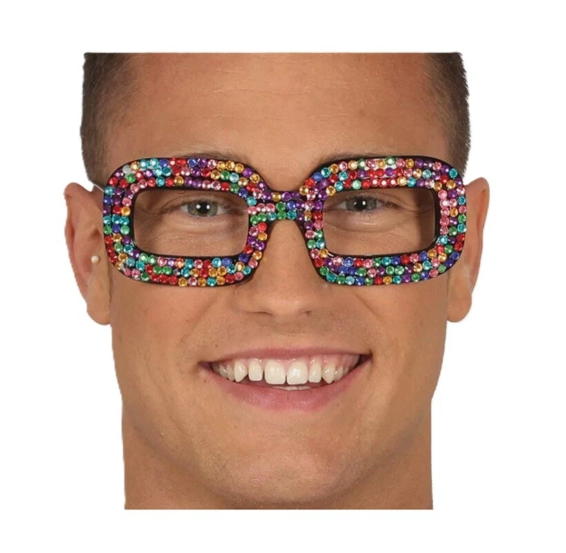 Gafas de estrás arco iris - años 70 - discoteca - orgullo - accesorio de disfraz - talla única Foto 3 de 3