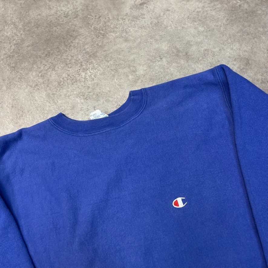 Champion Sweatshirt Mens 80s Reverse Weave Embroidered Blank Jumper, Blue, XL image 7