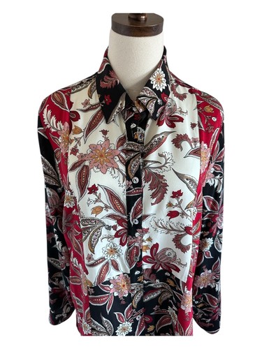 Reverly Womens Tunic Top Sz L Rose Floral Blouse BoHo Long Sleeves Artsy Hippie - Picture 11 of 22