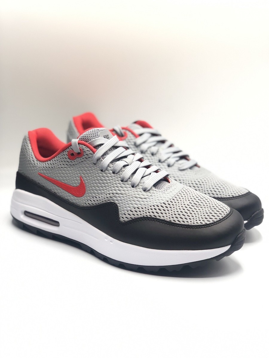 Nike Air Max 1 G Golf Shoes Particle Grey University Red Men