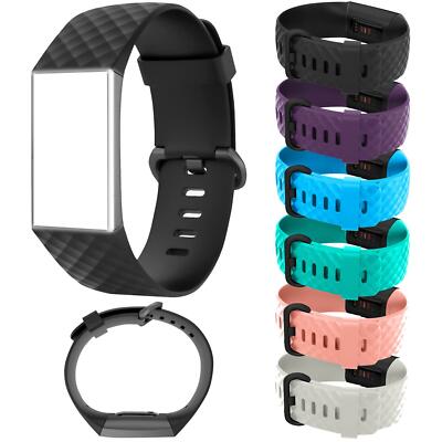 Silikon Sport Armband für Fitbit Charge 3 / 4 Ersatzarmband TPU Uhren Band Gr. S