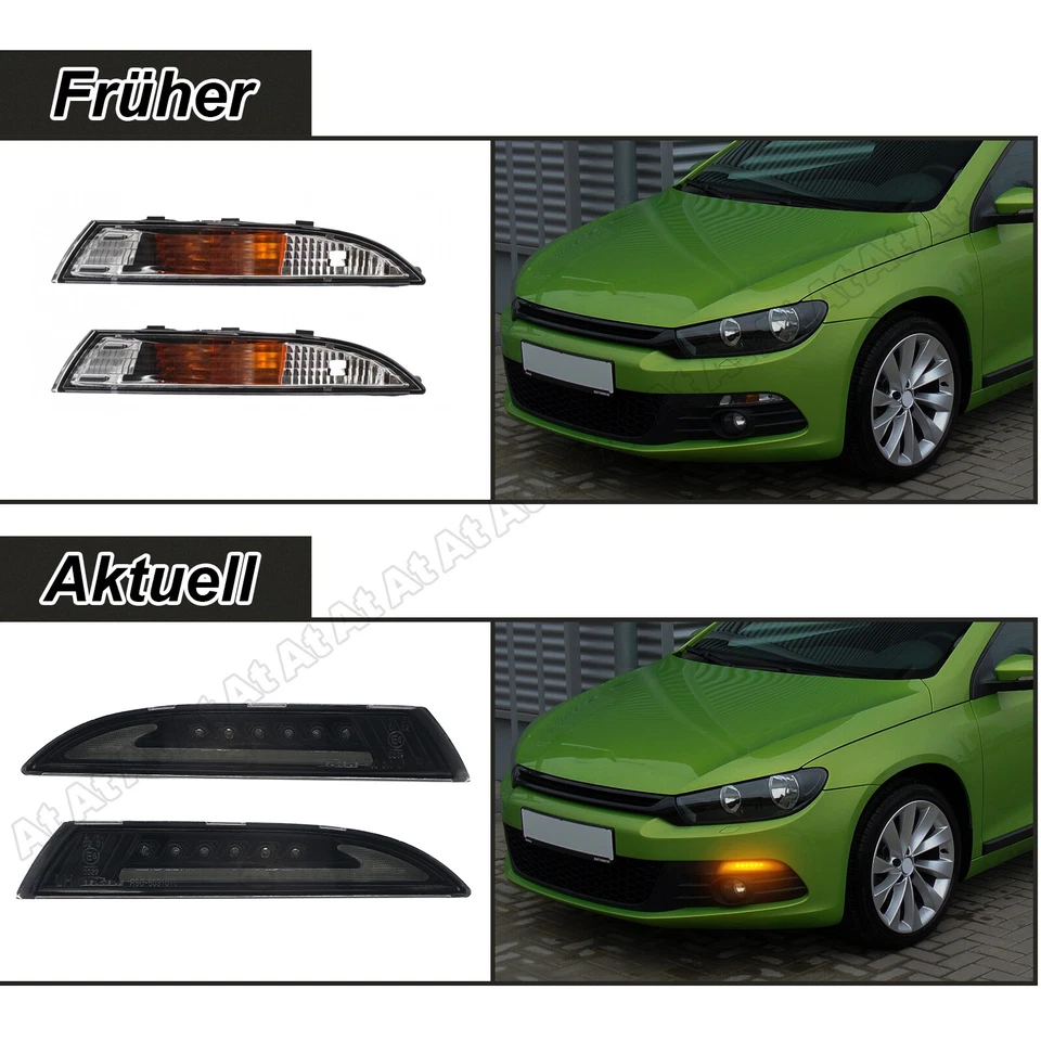 Frecce anteriori a led luce di posizione per Vw Scirocco 3 III 137 dal 08-14 | Nero - Immagine 3 di 4