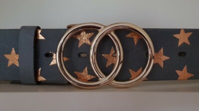   umjuBELT Gürtelschnalle Schließe Buckle ''Looping shining'' gold Ringe 7x4,5cm
