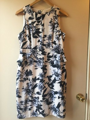 Basque Petities Photographic Floral Peplum Waist Dress Size 12P