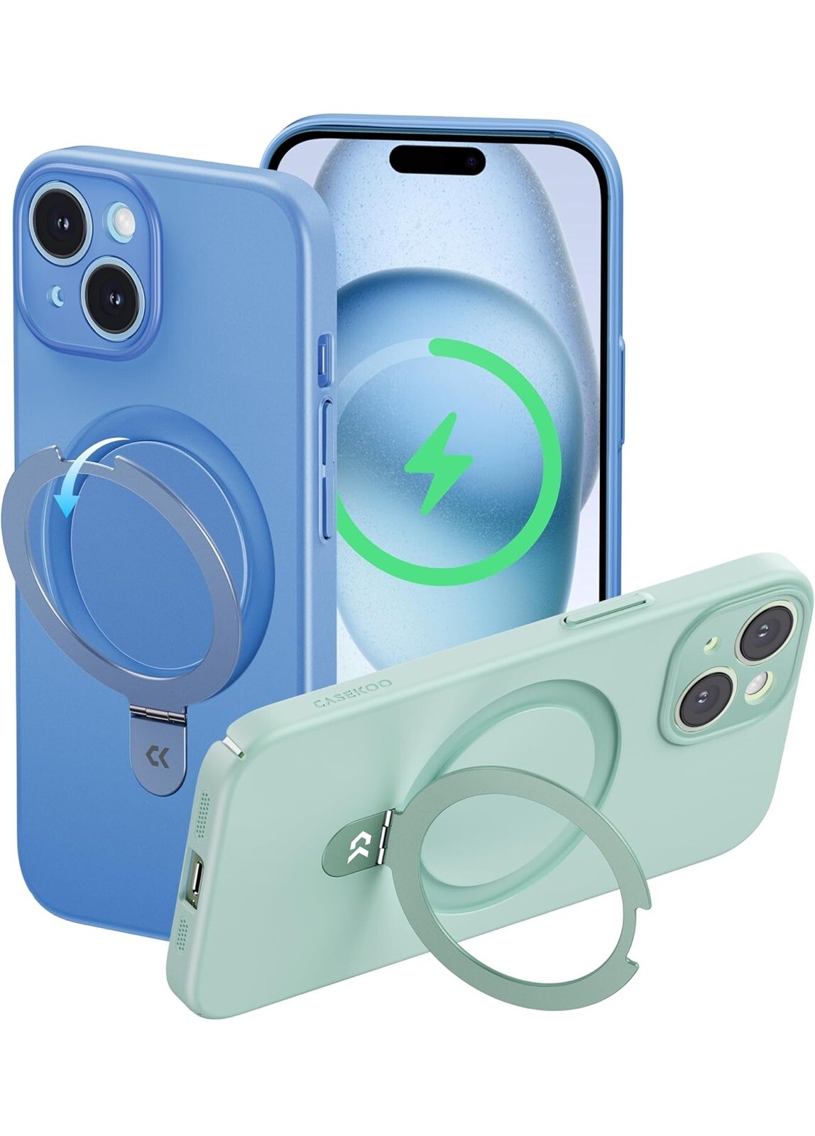 CASEKOO Magicstand iPhone 15 Case Blue NEW Sealed Magnetic IPhone Stand MagSafe-image