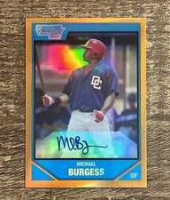 2007 Bowman Chrome Draft Picks Orange Refractor /25 Michael Burgess Auto RC