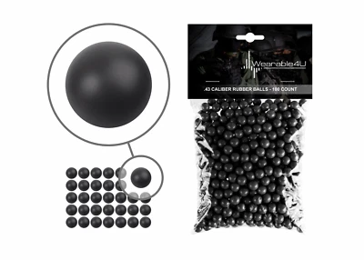 Wearable4U .43 Cal Reusable Black Rubber Balls for Paintball Gun 100 pack