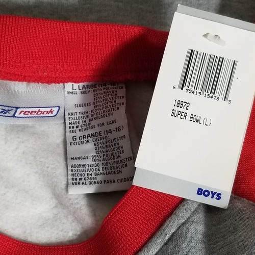 Nos Vintage XXXVI Super Bowl Sweatshirt L Boys Reebok Nfl New England Patriots - Picture 8 of 11
