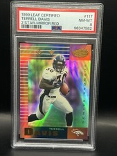1999 LEAF CERTIFIED 2 STAR MIRROR RED #117 TERRELL DAVIS HOF POP 1 PSA 8