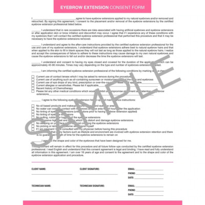 Eyebrow Extension Consent Form - 25 per quantity | eBay