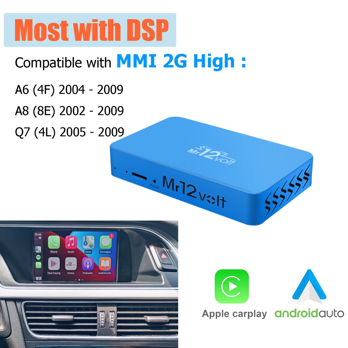 MR12Volt Carplay& Android Interface with DSP Fits Audi A6 A8 Q7
