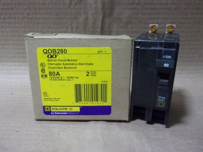 NEW Square D QOB280 2 Pole 80 Amp 120/240V Circuit Breaker Yellow NOB