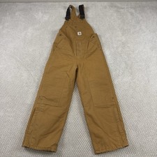 Carhartt Youth Duck Insulated Bib Overalls Brown Winter Workwear Sz 12
