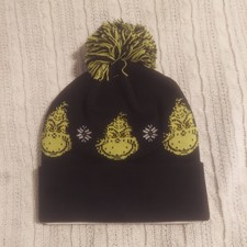 The Grinch Stole Christmas Beanie Pom Hat American Eagle Black Green Dr Sue's
