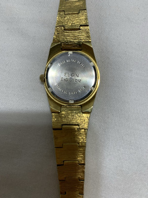 Vintage Elgin Quartz Gold Nugget Plated Diamond Chip Elegant 