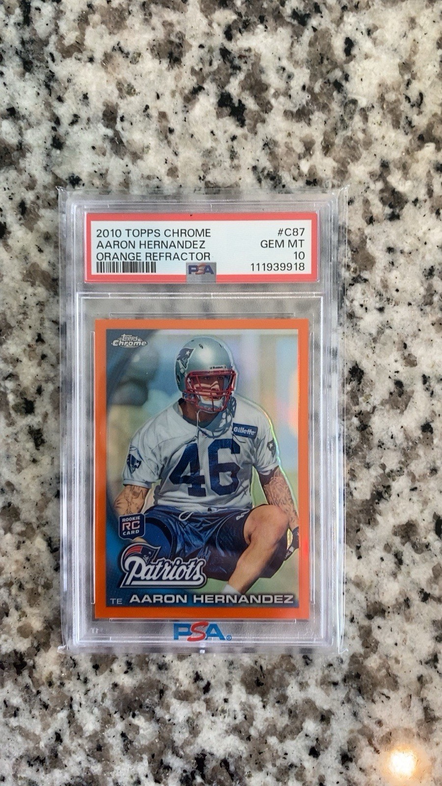 Aaron Hernandez Topps Chrome #C87 Orange Refractor