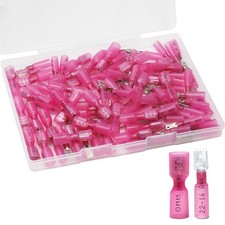 100 PCS Spade Connectors, Heat Shrink Spade Terminals 22-16 AWG, Wire Connect...