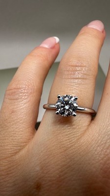Solitärring 9 kt Weißgold 1,01 kt Lab-gezüchtet Rundschliff Diamanten LGSL182