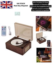 Retro CD Player Portable Bluetooth Speakers Rechargeable Remote Walnut iOS Andro
