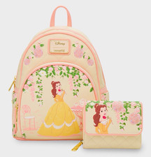 Loungefly Disney Beauty and the Beast Mini Backpack  Wallet Set Pink Beige