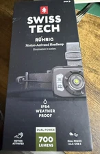Swiss Tech Ruhrig 680-Lumens Rechargeable Dual Power Motion Activated Headlamp