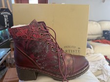 L'Artiste by Spring Step Fallinluv Leather Boot Bordeaux Multi Women 5.5-6 NWB