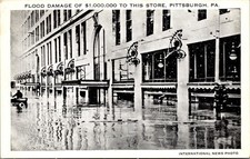 Vtg Flood Damage Department Store Pittsburgh Pennsylvania 1936 Disaster Postcard