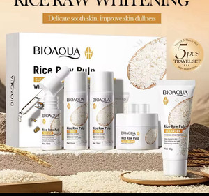 BIOAQUA Rice Raw Pulp 5pcs Travel Size Brightening Whitening Face Set