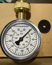 MEASUREMAN 2-1/2" Water Pressure Test Gauge 3/4" Female Hose Thread 0-200 psi...